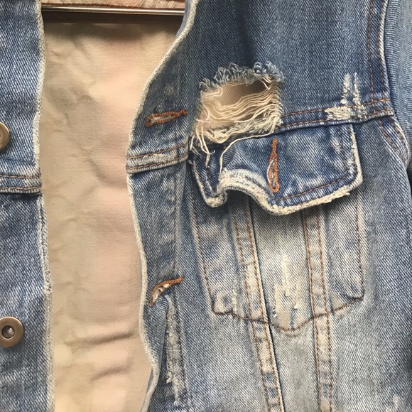 UNIF American flag denim jean distressed spikes jacket - Picture 12 of 16